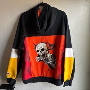Nike Skull Basketball Graphic Hoodie Y2K Streetwear Colorblock Grunge Skater XL
